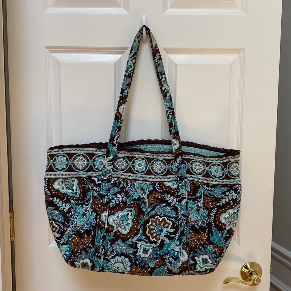 Vera Bradley java blue zippered large tote